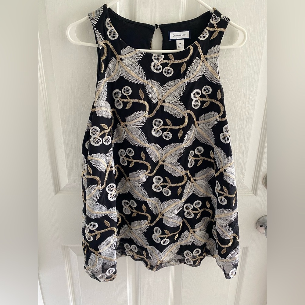 Charter club embroidered holiday top